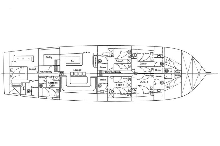 Layout for GULET ANDI STAR - Custom Gulet 26 m, gulet layout
