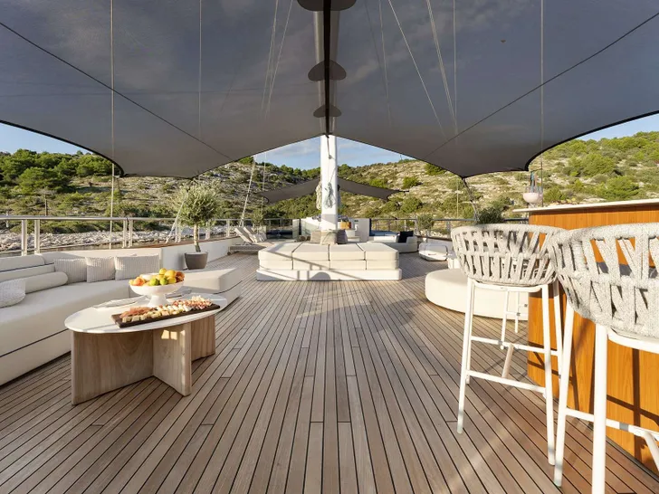 MAXITA Custom Sailing Yacht 39m - sundeck bar and lounge MAXITA Custom Sailing Yacht 39m - sundeck bar and lounge