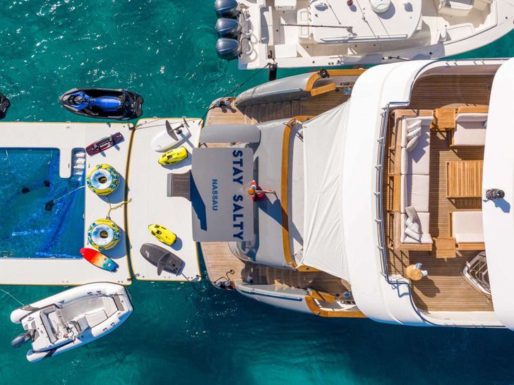 STAY SALTY Horizon P130 - aft shot with the water toys STAY SALTY Horizon P130 - aft shot with the water toys