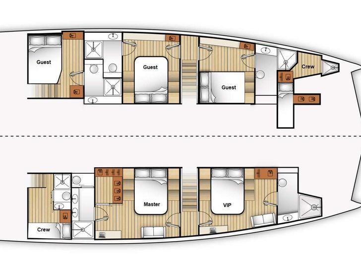 MISTRAL - Moon Yacht 65,catamaran yacht layout