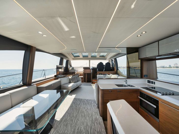 HOOKED HER Princess V78 - saloon and galley HOOKED HER Princess V78 - saloon and galley