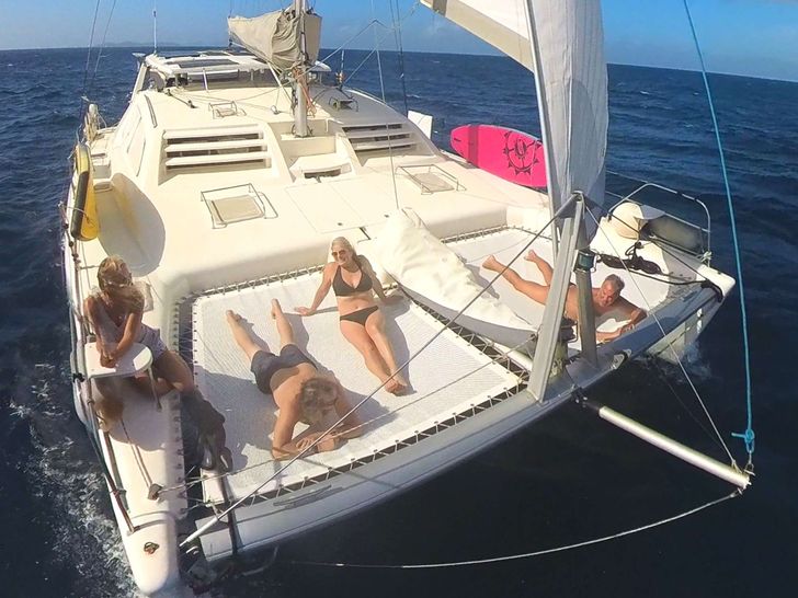 NOVA Robertson and Caine 43 - foredeck sunbathing NOVA Robertson and Caine 43 - foredeck sunbathing