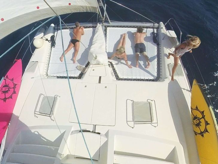 NOVA Robertson and Caine 43 - foredeck twin trampolines NOVA Robertson and Caine 43 - foredeck twin trampolines