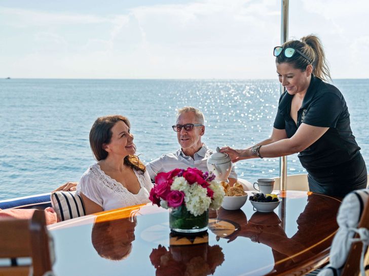 CORAGGIO - Morning Coffee on the Aft Deck CORAGGIO - Morning Coffee on the Aft Deck