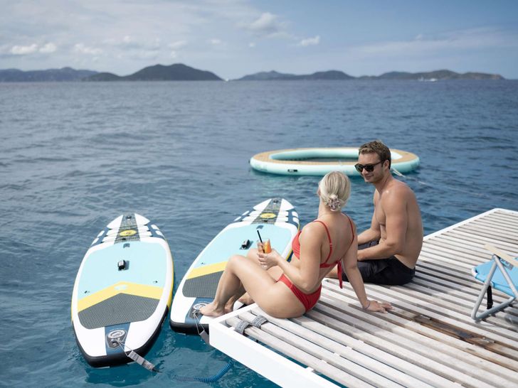 HIGH 5 Bali 5.4 - aft shot with the water toys HIGH 5 Bali 5.4 - aft shot with the water toys