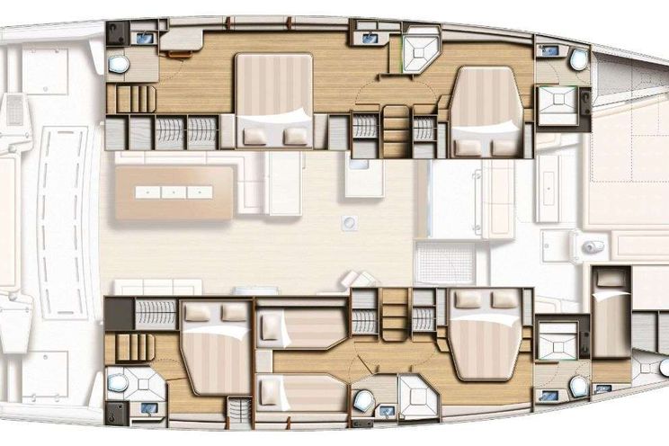 Layout for HIGH 5 - Bali 5.4, catamaran yacht layout