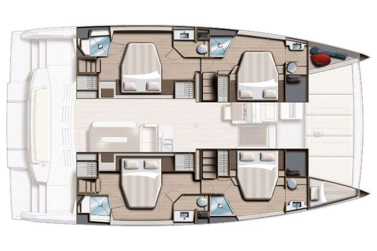 Layout for BLUE Bali 4.8 - catamaran yacht layout
