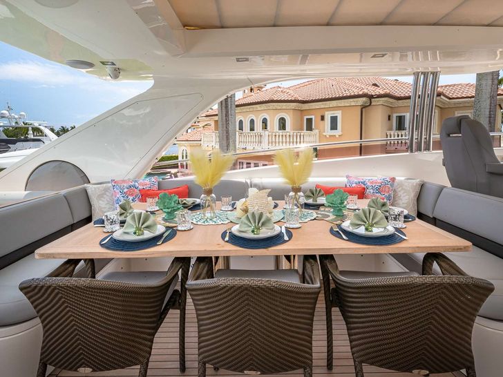 BEACHFRONT II - Princess UK 105,flybridge dining BEACHFRONT II - Princess UK 105,flybridge dining