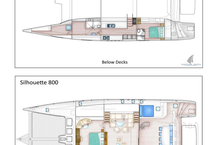 Layout for SKYE - Matrix 80, catamaran yacht layout
