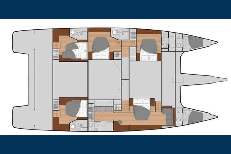 Layout for JEWEL Fountaine Pajot Alegria 67 catamaran yacht layout
