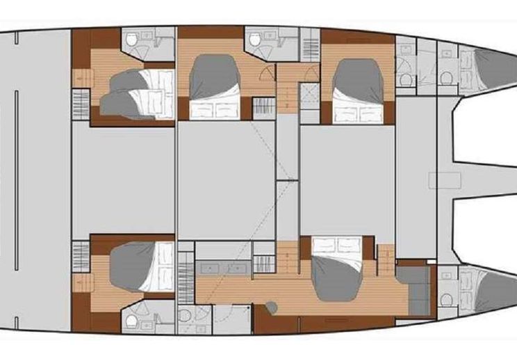 Layout for JEWEL - Fountaine Pajot Alegria 67, catamaran yacht layout