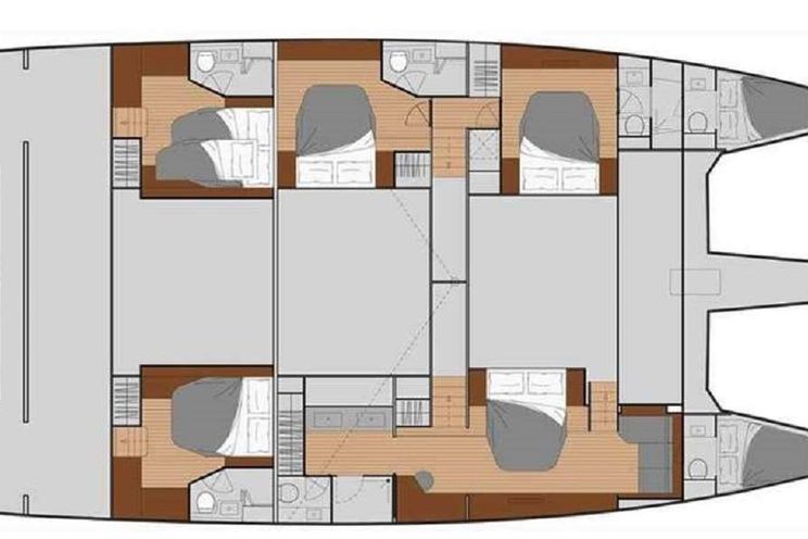 Layout for JEWEL Fountaine Pajot Alegria 67 - catamaran yacht layout
