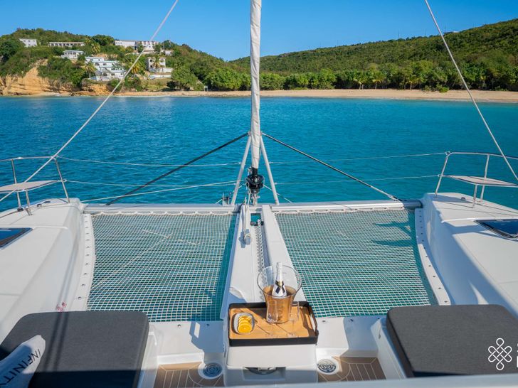 INFINITY Lagoon 46 - foredeck trampolines INFINITY Lagoon 46 - foredeck trampolines