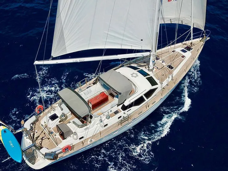ELVIS MAGIC Oyster Marine 66 - aerial shot sailing ELVIS MAGIC Oyster Marine 66 - aerial shot sailing