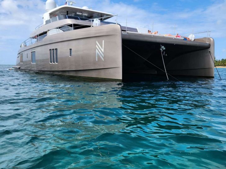 NAUTI NICKEL Sunreef 80 - Anchored Bow View NAUTI NICKEL Sunreef 80 - Anchored Bow View