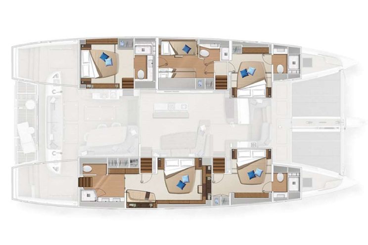 Layout for REVE BLEU Lagoon Sixty 5 - catamaran yacht layout