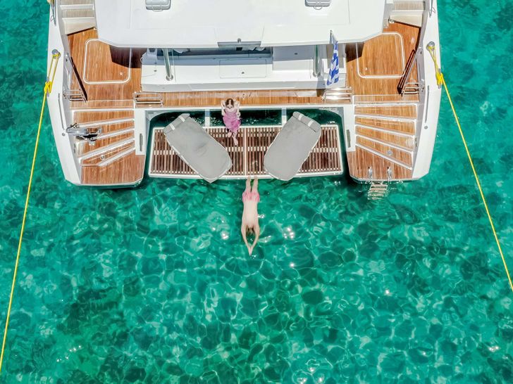 D2 - Fountaine Pajot 67,aerial shot of the stern