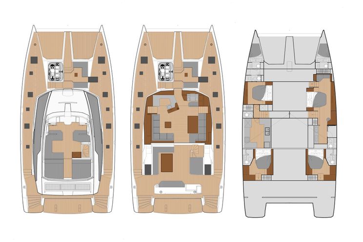 Layout for D2 - Fountaine Pajot 67, catamaran yacht layout