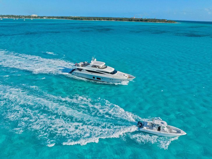 CURRENT $SEA - Princes Viking 95,cruising shot with the tender CURRENT $SEA - Princes Viking 95,cruising shot with the tender