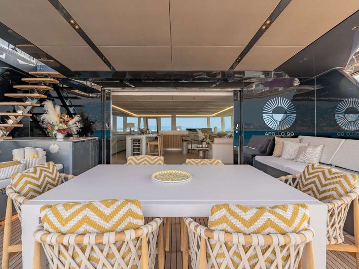 APOLLO 99 Sunreef 80 Eco - aft deck alfresco dining area APOLLO 99 Sunreef 80 Eco - aft deck alfresco dining area