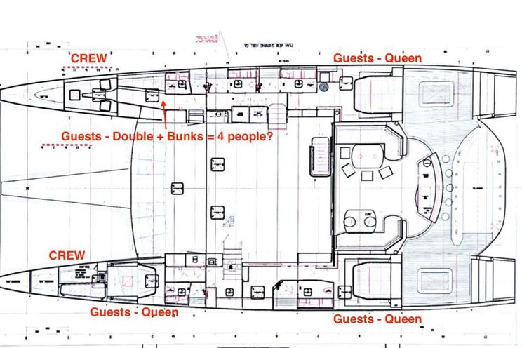 Layout for HQ2 - Open Ocean 750, catamaran yacht layout