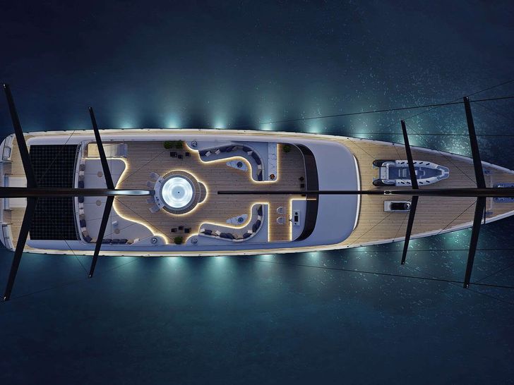 ADRI - Custom Sailing Yacht 147 ft.,main profile anchored at night ADRI - Custom Sailing Yacht 147 ft.,main profile anchored at night