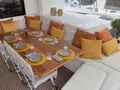 AURELIA Lagoon 55 - aft deck alfresco dining set up AURELIA Lagoon 55 - aft deck alfresco dining set up