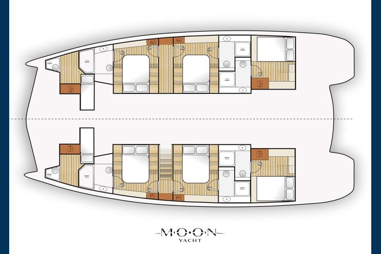 Layout for POSEIDON'S FORTUNE - Moon Yacht 65, catamaran yacht layout