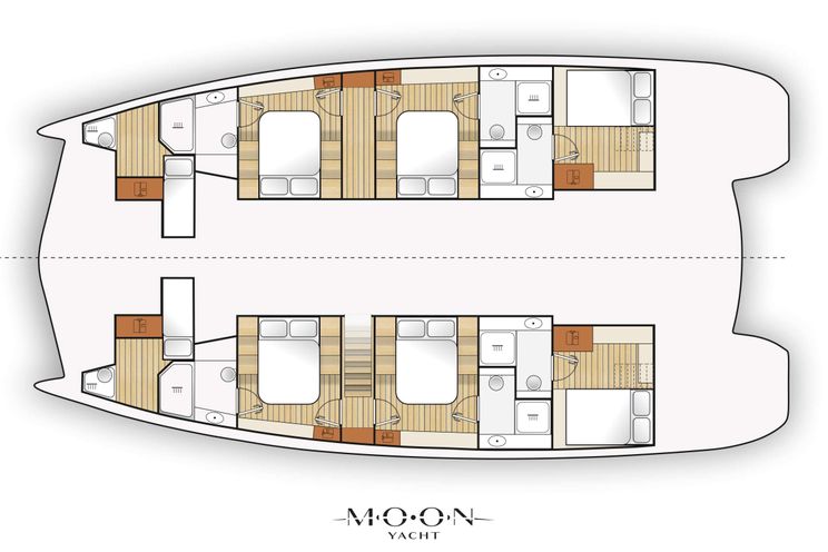 Layout for POSEIDON'S FORTUNE - Moon Yacht 65, catamaran yacht layout