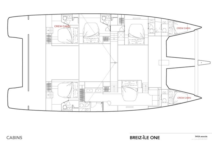 Layout for BREIZILE ONE - Fountaine Pajot Alegria 67, catamaran yacht layout