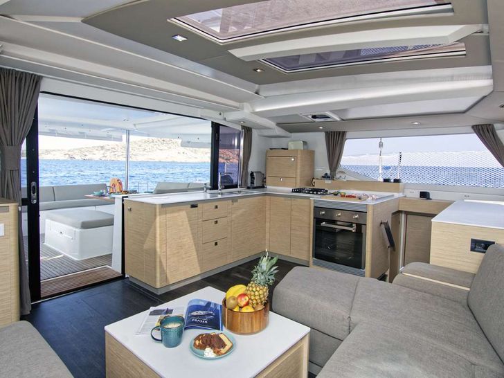 HELIDONI Fountaine Pajot Tanna 47 - galley and saloon HELIDONI Fountaine Pajot Tanna 47 - galley and saloon