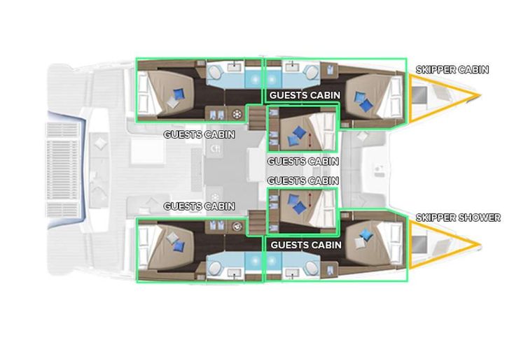 Layout for LAVINA Lagoon 51 catamaran yacht layout