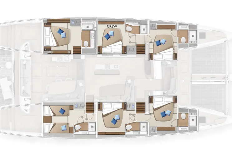 Layout for SEAHOME II Lagoon Sixty 5 catamaran yacht layout