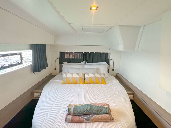 RISE Fountaine Pajot Astrea 42 - master cabin wide shot RISE Fountaine Pajot Astrea 42 - master cabin wide shot