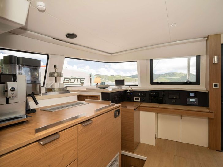 BORROWED BOUNTY Bali 4.8 Open Space - galley and navigation center BORROWED BOUNTY Bali 4.8 Open Space - galley and navigation center