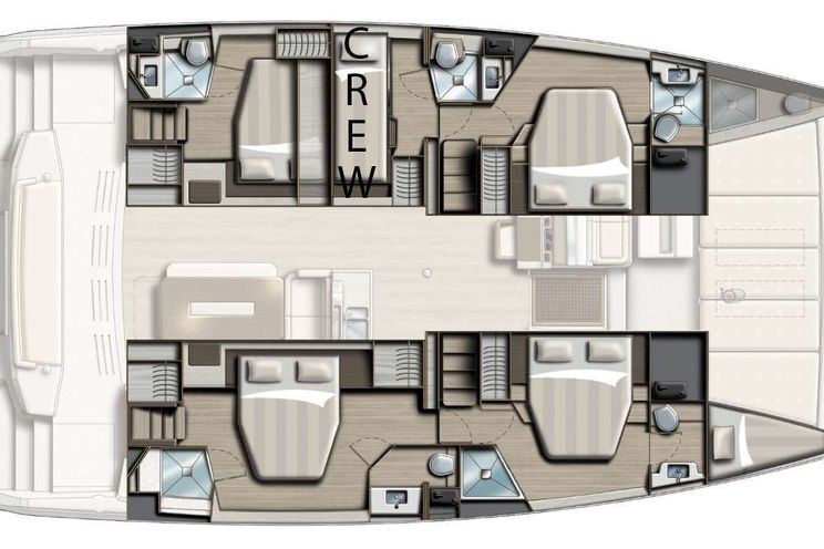 Layout for BORROWED BOUNTY Bali 4.8 Open Space catamaran layout