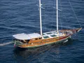 DERIYA DENIZ Custom Gulet 23m - aerial shot anchored DERIYA DENIZ Custom Gulet 23m - aerial shot anchored