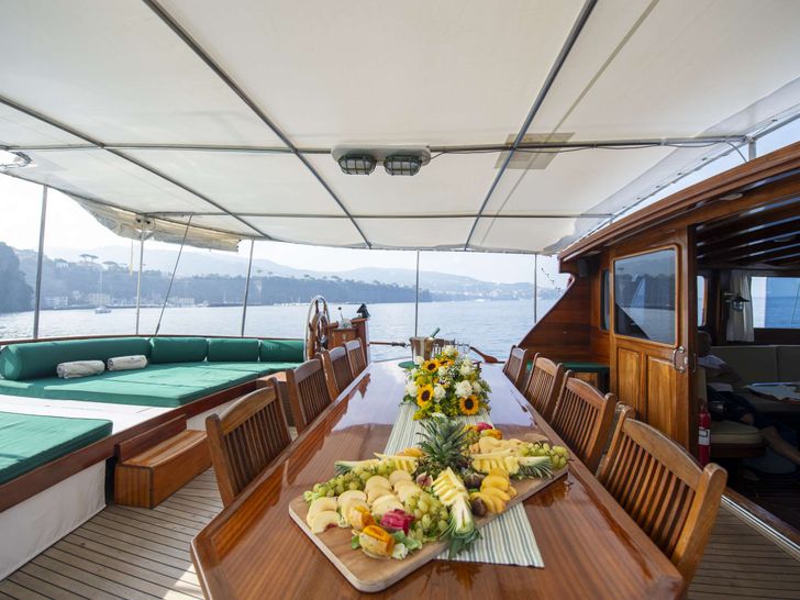 DERIYA DENIZ Custom Gulet 23m - dining table and sun loungers DERIYA DENIZ Custom Gulet 23m - dining table and sun loungers