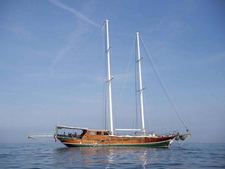DERIYA DENIZ Custom Gulet 23m - anchored side profile DERIYA DENIZ Custom Gulet 23m - anchored side profile