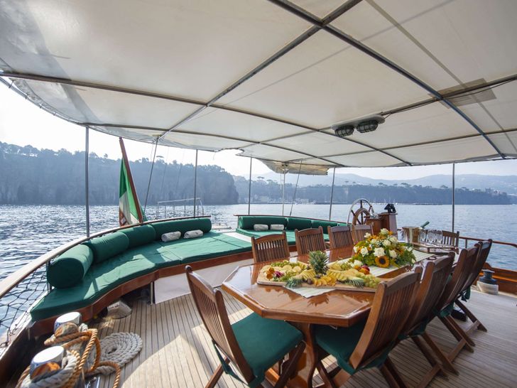 DERIYA DENIZ Custom Gulet 23m - upper deck dining area and lounge DERIYA DENIZ Custom Gulet 23m - upper deck dining area and lounge