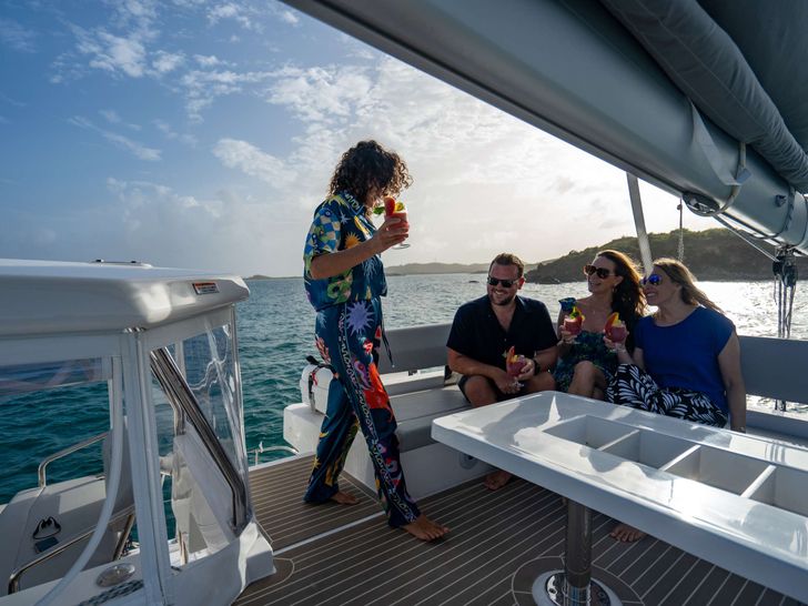 BOATOX Robertson and Caine Leopard 50 - guests on the flybridge BOATOX Robertson and Caine Leopard 50 - guests on the flybridge