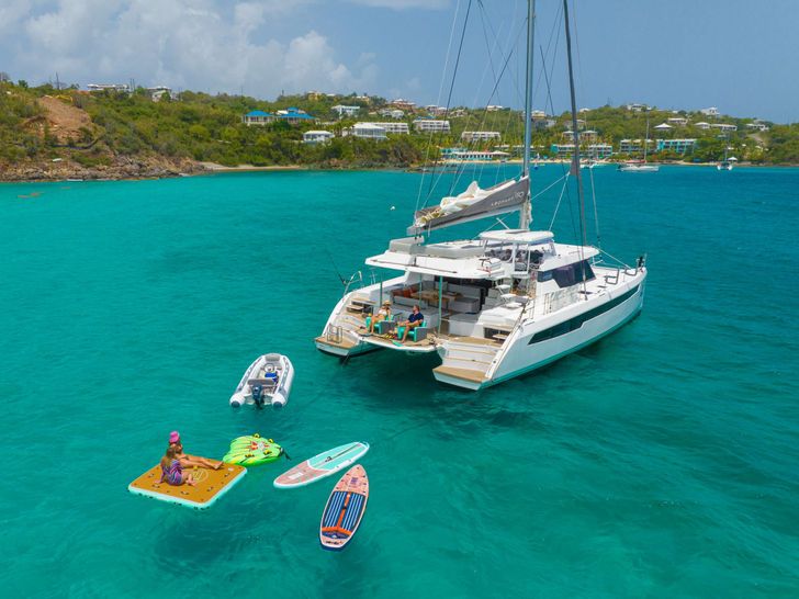 BOATOX Robertson and Caine Leopard 50 - anchored with the water toys BOATOX Robertson and Caine Leopard 50 - anchored with the water toys