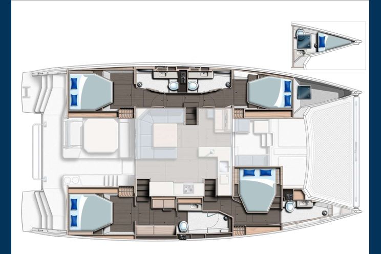 Layout for BOATOX Robertson and Caine Leopard 50 catamaran yacht layout