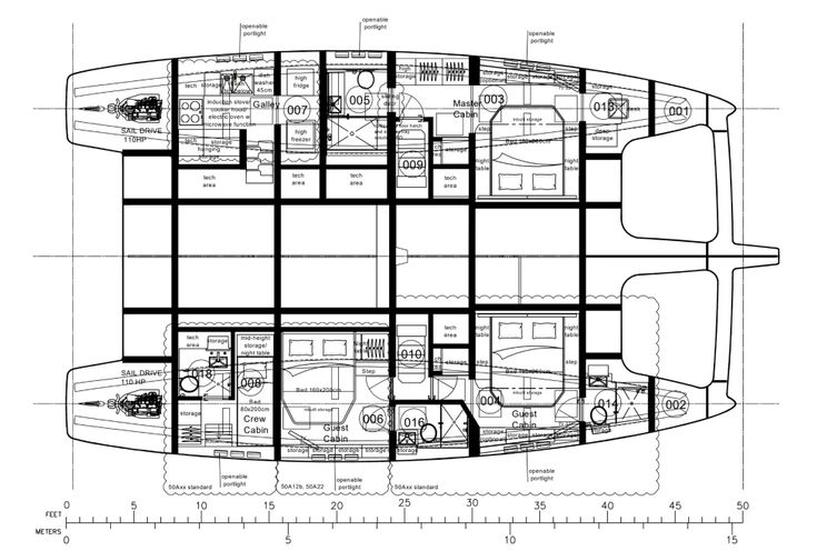 Layout for BLESSED Sunreef 50 - layout