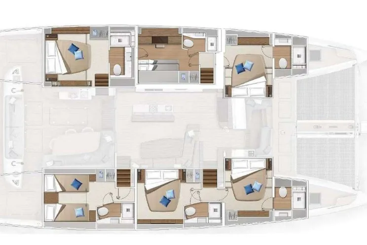 Layout for ENDLESS SUMMER III Lagoon 65 catamaran yacht charter