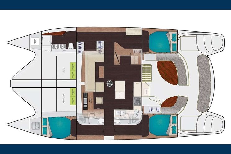 Layout for WILD RUMPUS Xquisite X5 catamaran yacht layout