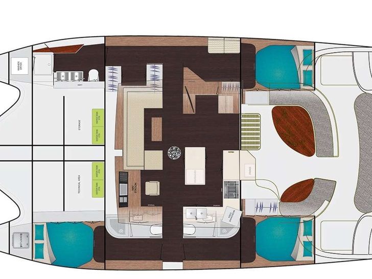 WILD RUMPUS Xquisite X5 catamaran yacht layout
