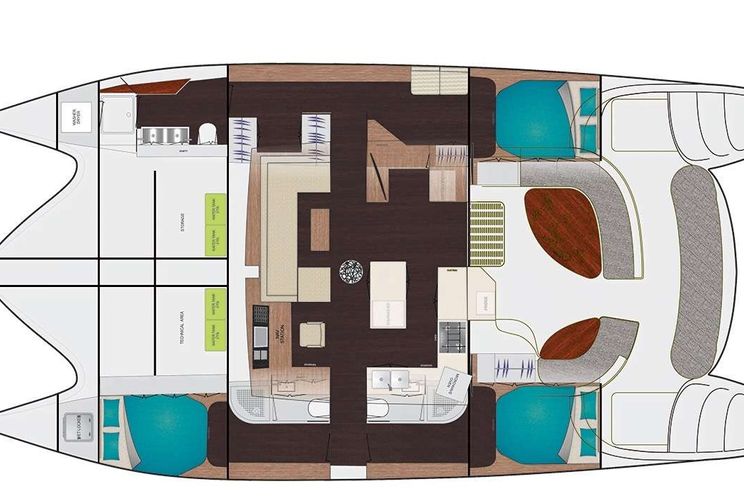 Layout for WILD RUMPUS Xquisite X5 catamaran yacht layout