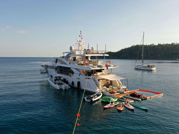LOVE T Azimut Grande 35m - anchored with the water toys LOVE T Azimut Grande 35m - anchored with the water toys