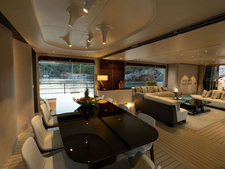 LOVE T Azimut Grande 35m - main dining area and lounge LOVE T Azimut Grande 35m - main dining area and lounge